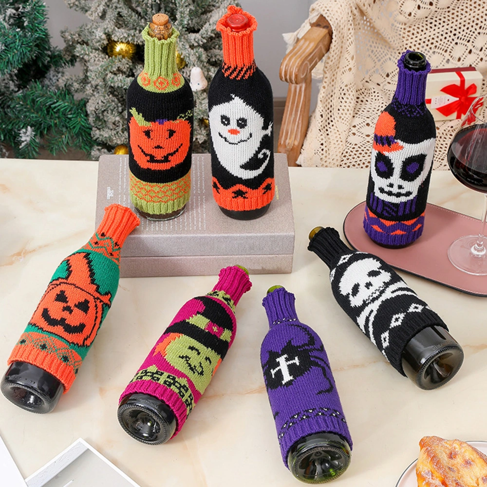 Halloween Red Wine Bottle Cover Soft Wear Resistant Pumpkin Spider Print Champagne Bottle Bag Party Supplies