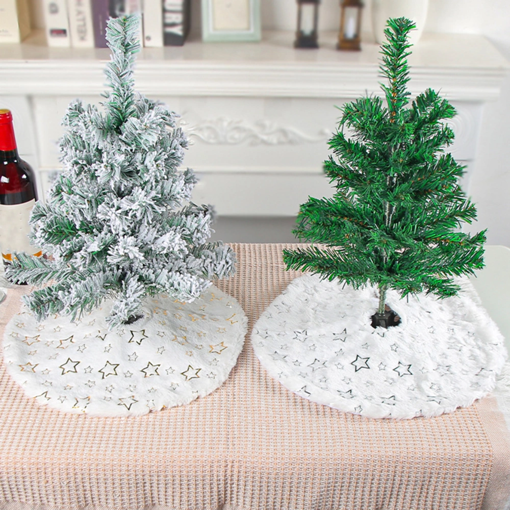 Mini Christmas Tree Skirt with Snowflake/Star Pattern Round Washable Xmas Party Tree Skirt Home Decoration