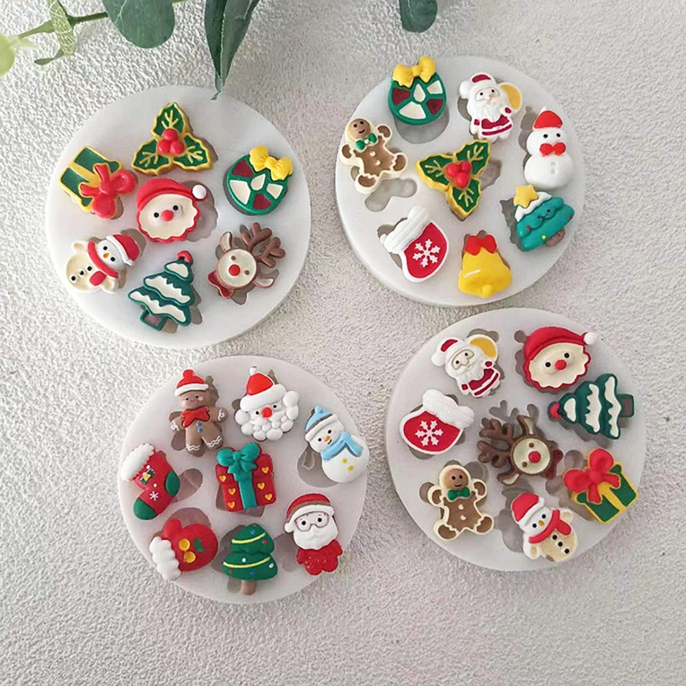 Christmas Silicone Mold Santa Socks Snowman Non-stick Easy Release Oven Microwave Fridge Safe Candy Craft Moulds