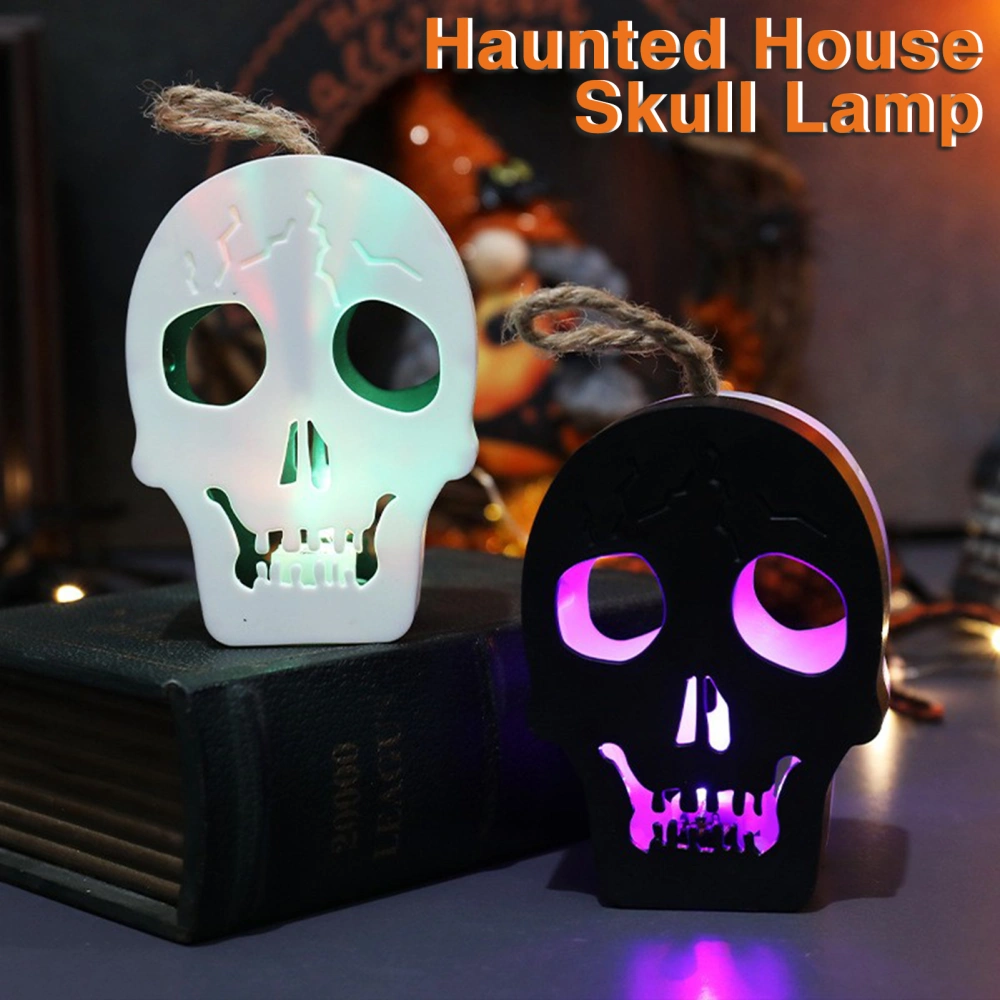 Spooky Skull Halloween Lamp with Lanyard Halloween Lantern Light Electric LED Candle Light Creepy Halloween Decoration