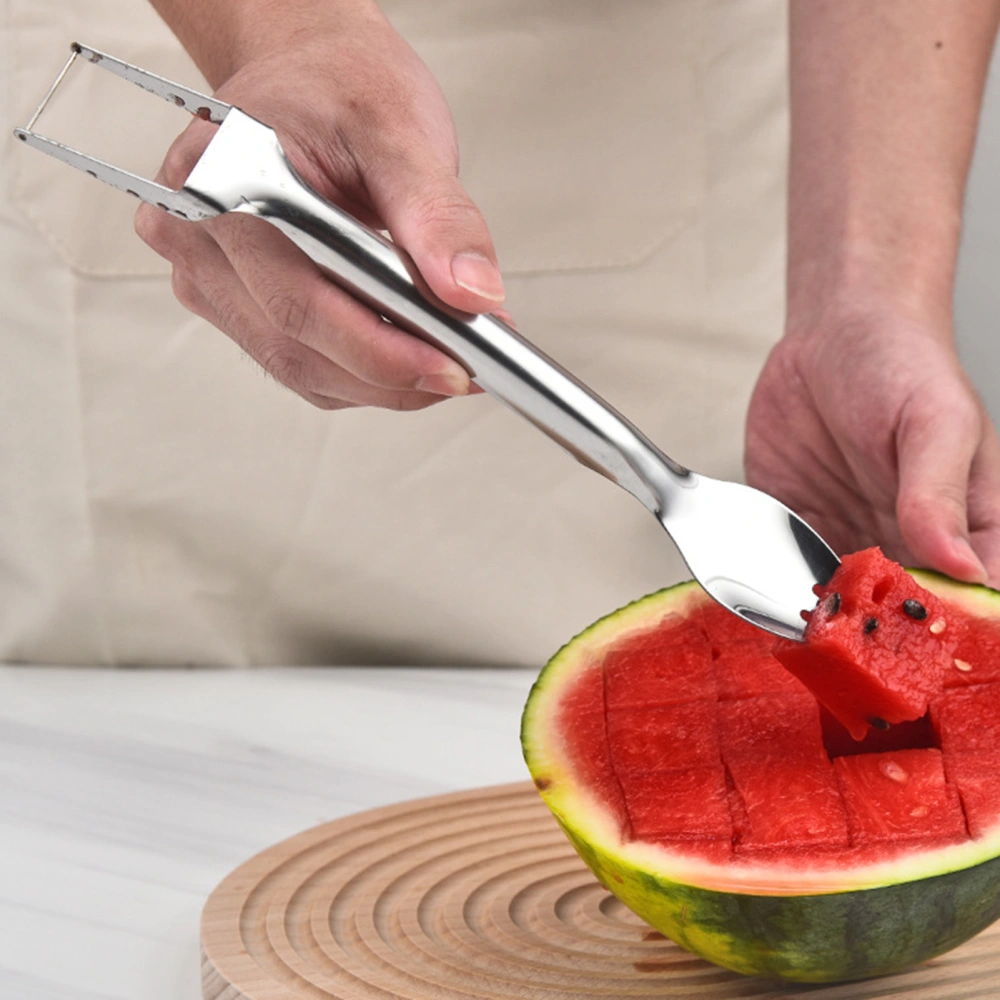 Watermelon Slicer Easy to Clean Convenient Watermelon Cutting Tool Double-ended Design Slicer with Fork for Home