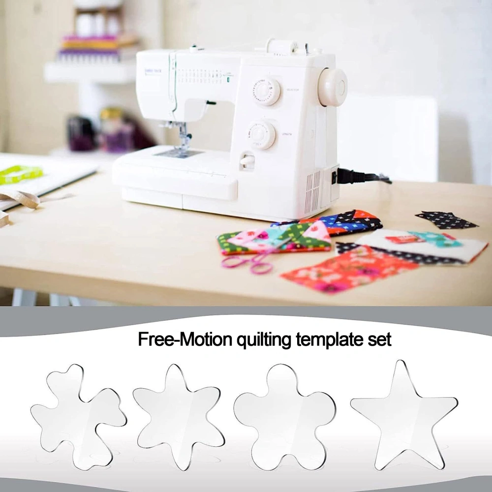 1 Set Acrylic Quilting Template Star Four Leaf Clover Five Six Petal Flower Shape Sewing Ruler Beginner Kids Patchwork Tools