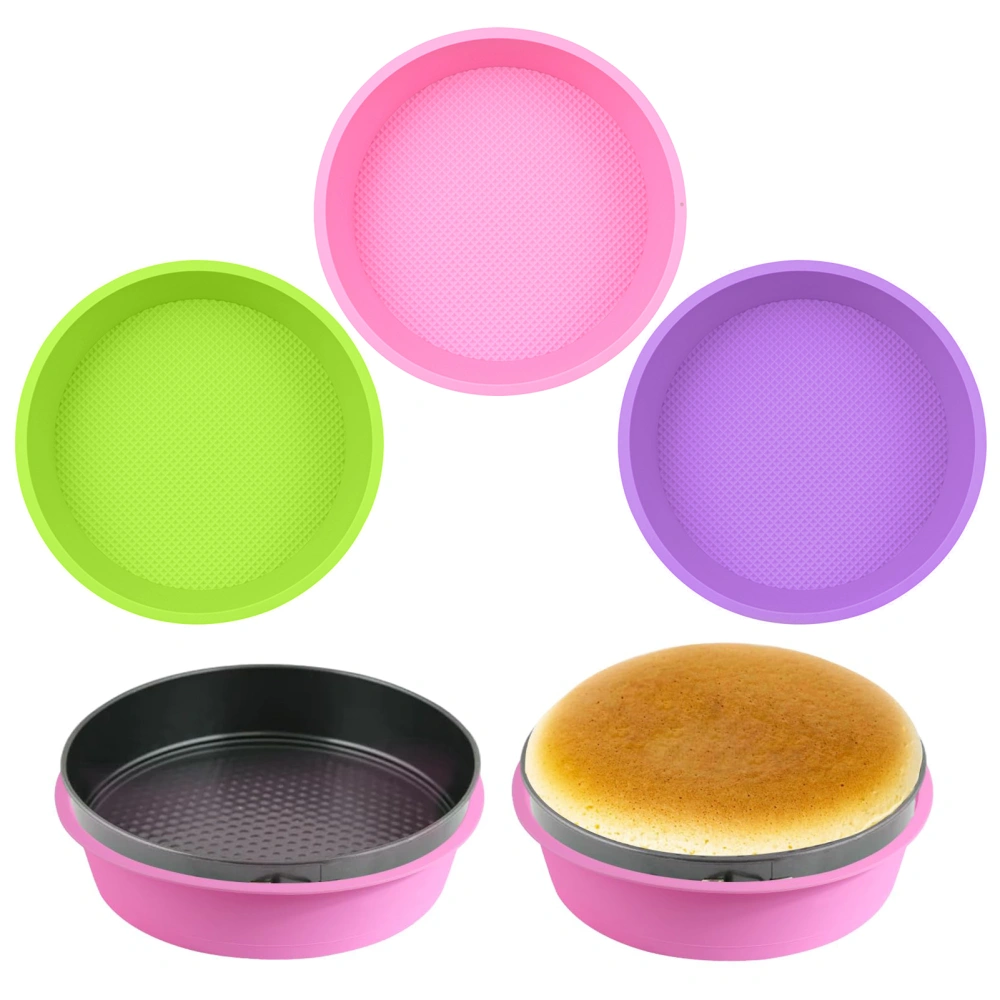 Round Silicone Cake Baking Tray Reusable Non-sticky Cheese Cake Pan Protector DIY Baking Accessories Dessert Mousse Cake Pastry Cake Mold Kitchen Supplies