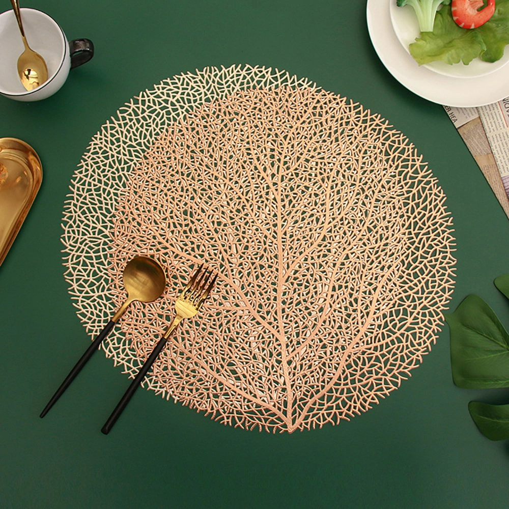 Round Table Mat Dinner Table Non-Slip Wipeable Coral Tree Pattern Placemat Heat Resistant Hollow Table Coaster Bowl Pad Home Christmas Decor