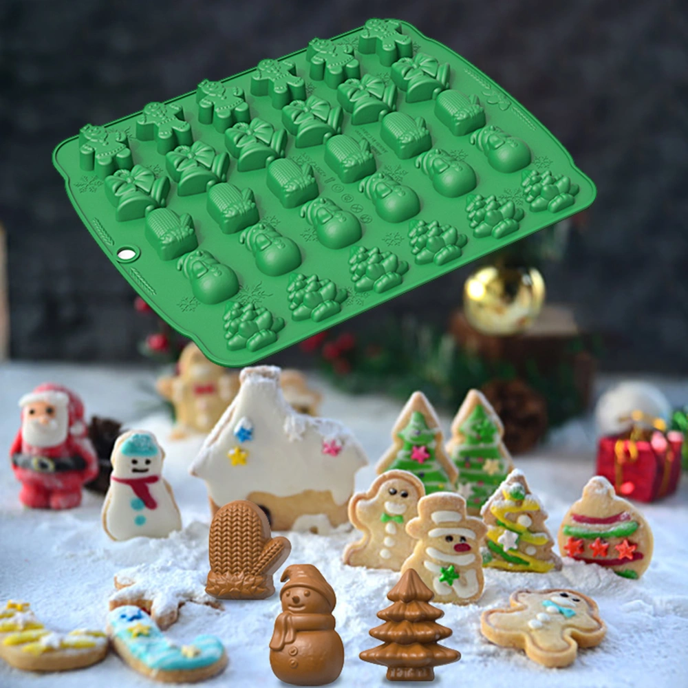 30 Cavity Christmas Cookie Mold Snowman Christmas Tree Santa Claus Chocolate Mold DIY Crafts Easy to Demold Baking Mold Holiday Supplies