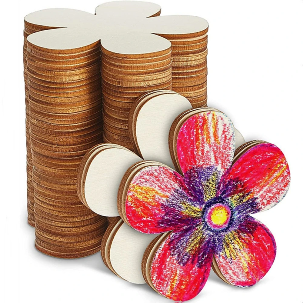 20Pcs Wooden Flower Decoration DIY Projects Graffiti Crafts Solid Wood Heavy Duty Plum Blossom Wood Piece Disc Coaster Cup Holder 