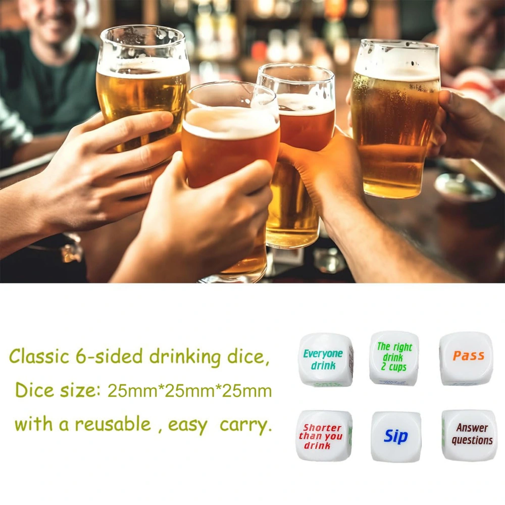 6Pcs Dice 25MM Drinking Dice 6 Sided Different Letters Smooth Edge Round Corner Game Fun Acrylic Party Dice 