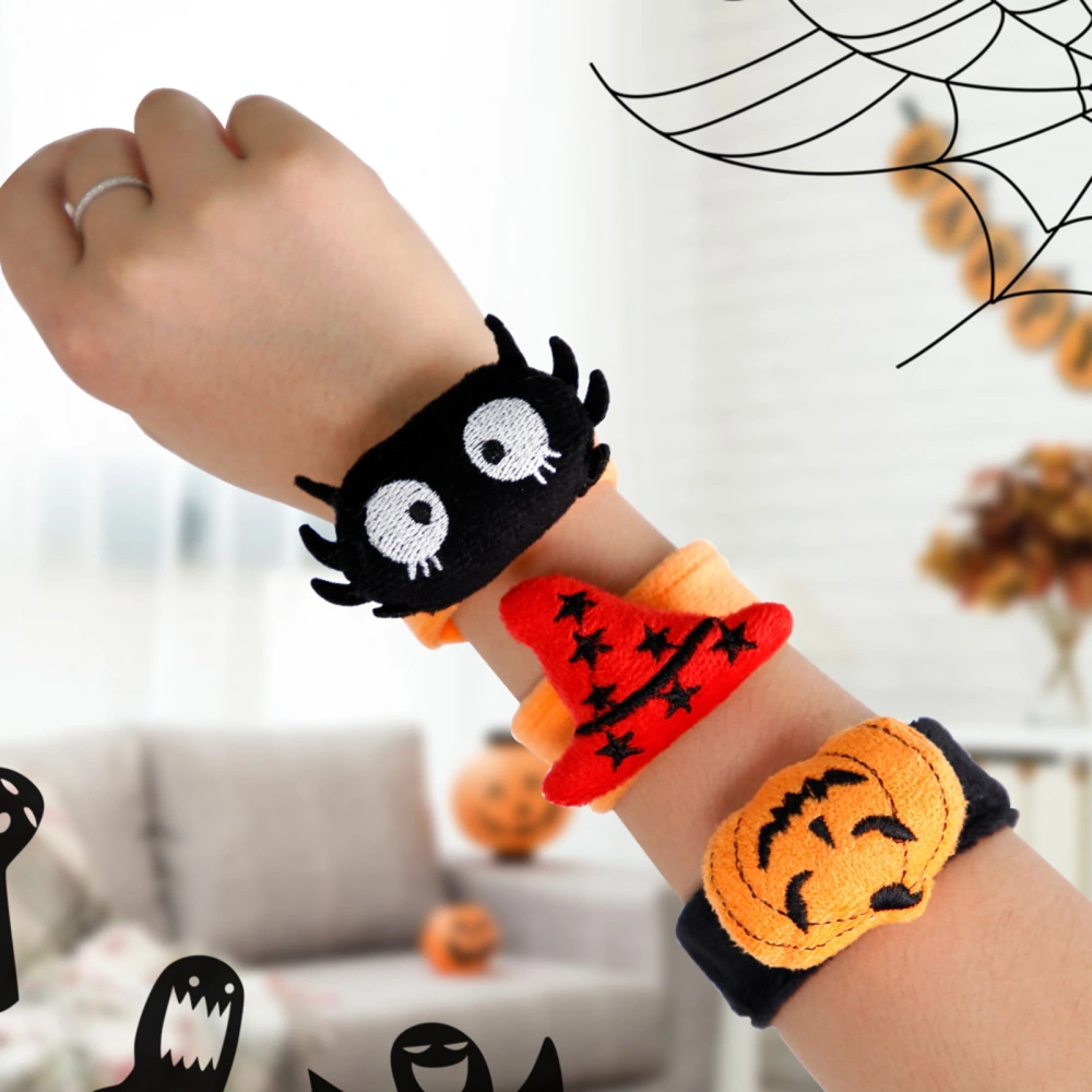 Halloween Wristband Fun Pumpkin Spider Witch Hat Slap Bracelet Halloween Party Accessory for Kids Adults