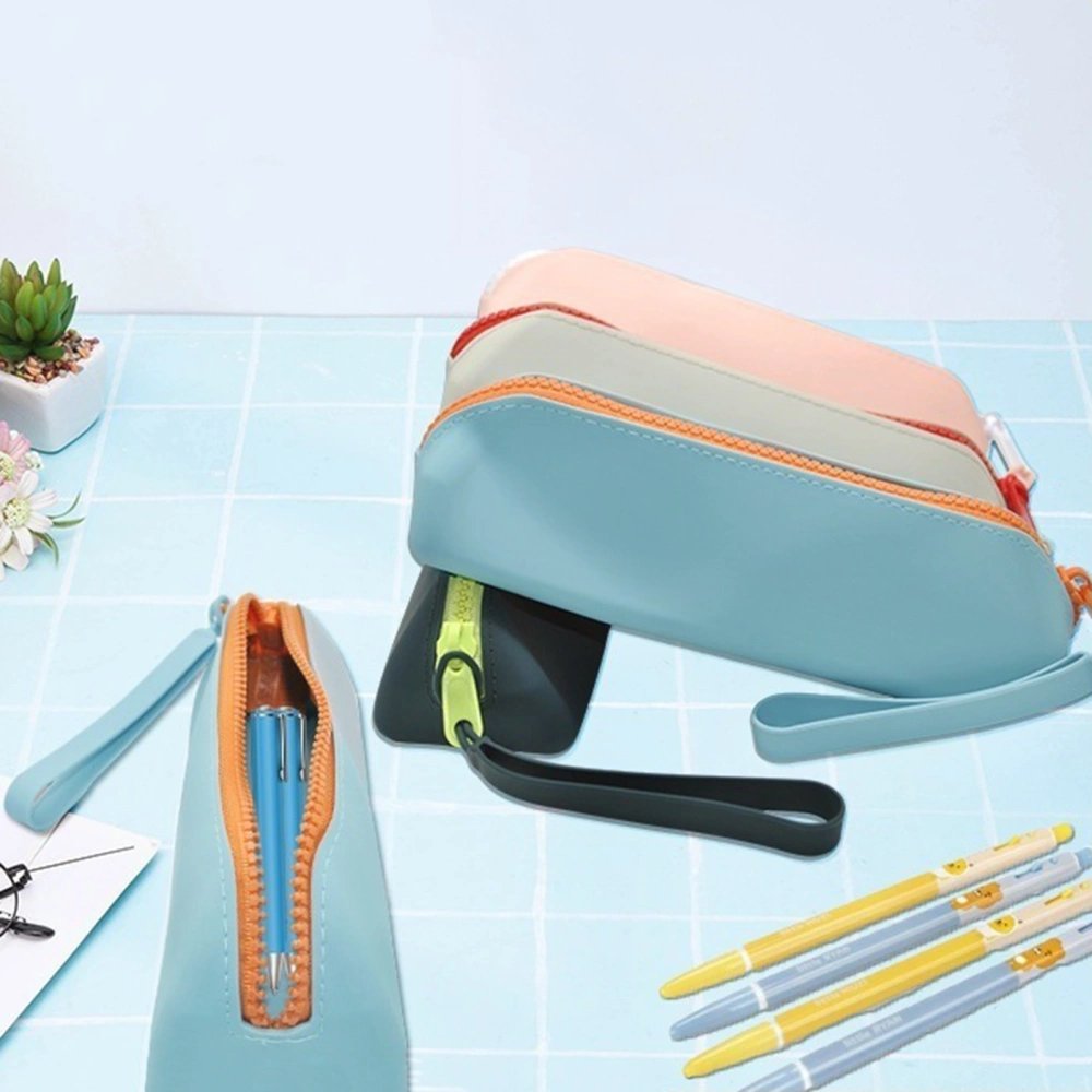 Pencil Case Travel Makeup Brush Holder Smooth Zipper Retrangle Waterproof Portable Silicone Case for Organized Brushes 