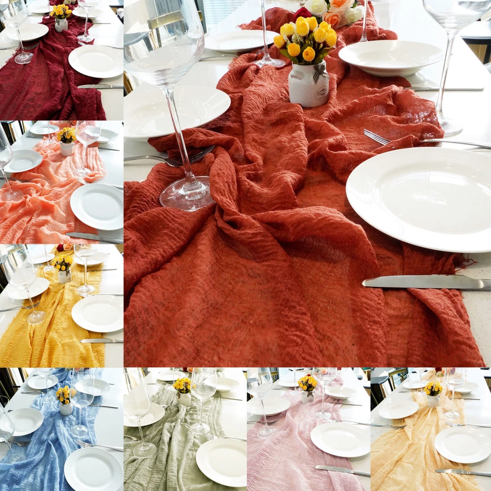 35 x 71 Inches Cheesecloth Table Runner Boho Rustic Sheer Runner Gauze Fabric Table Cloth Bridal Baby Shower Birthday Party Decoration