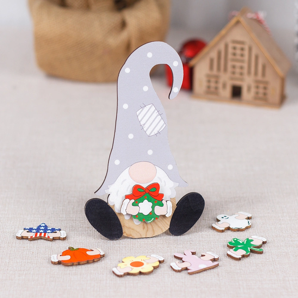 8Pcs/Set DIY Replaceable Accessories Wood Christmas Faceless Cartoon Doll Ornament Merry Christmas Decoration Happy New Year Gift