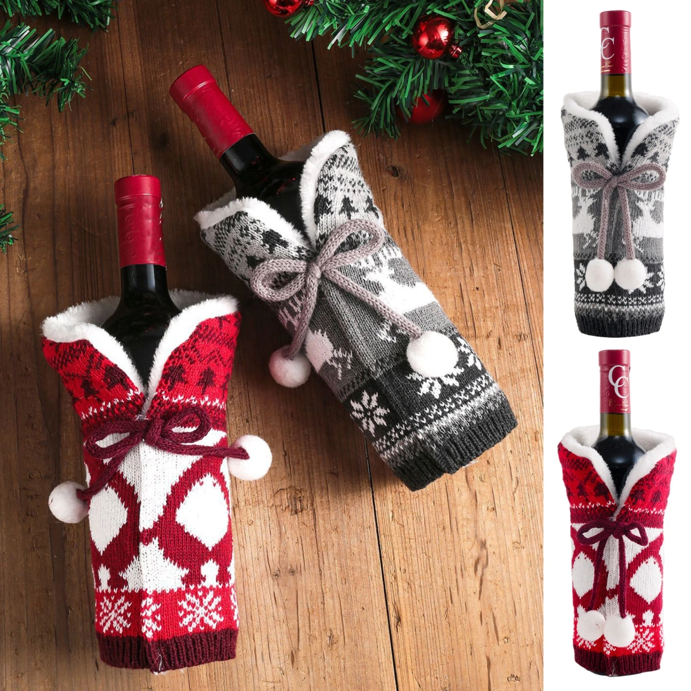 2Pcs Christmas Wine Bottle Cover Festive Santa Claus Snowman Design Colorful Decorative Bottle Cover