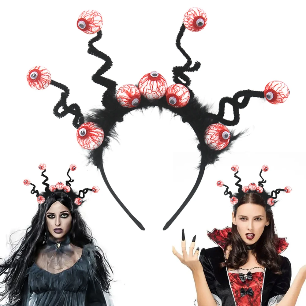 2Pcs Halloween Headband Spooky Zombie Ghost Eyeball Design Create Horror Atmosphere Elastic Headband