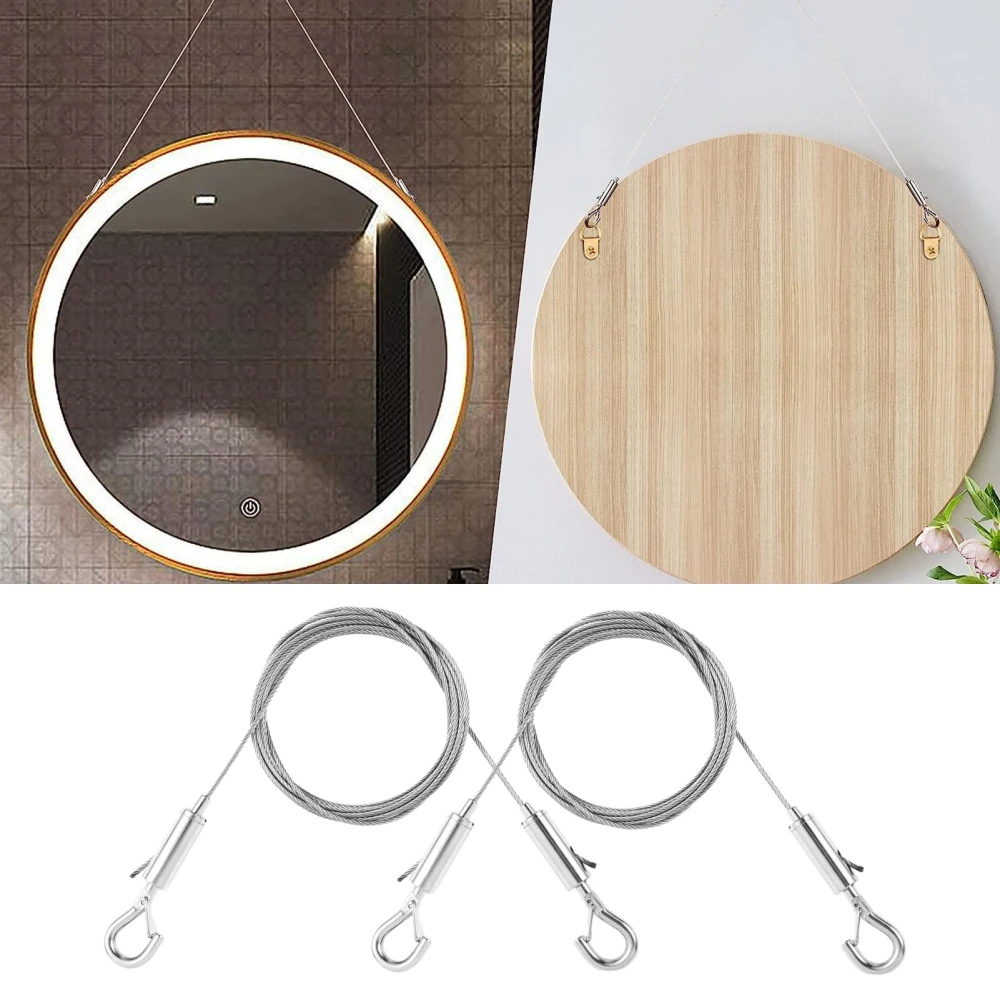 2Pcs Photo Frame Lanyard Adjustable Picture Hanging Wire Kit Durable Stainless Steel Rope for Mirrors Frames Lamp