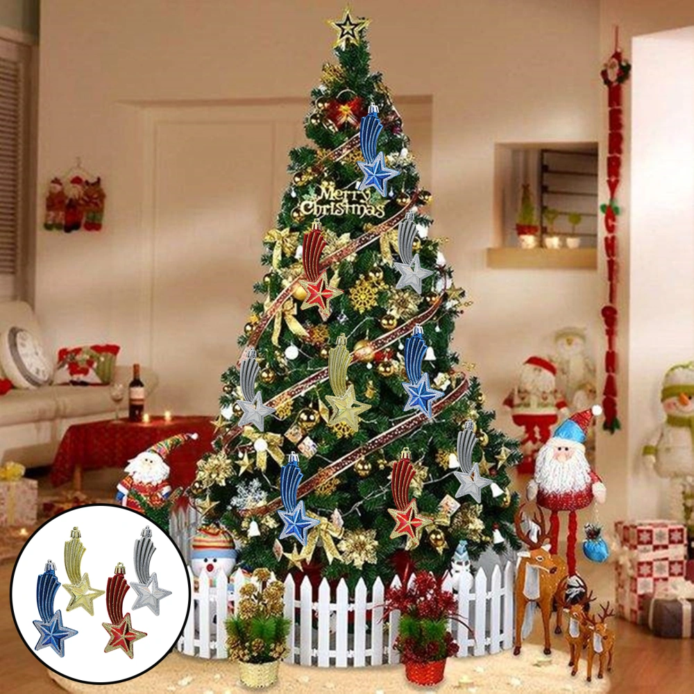 6Pcs Christmas Pendant Sparkling Star Create Atmosphere with Hanging Rope Unique Christmas Tree Embellishments