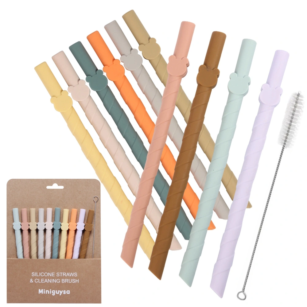 10Pcs Colorful Silicone Straws Reusable Easy to Clean BPA-free Food Grade Dishwasher Safe Straight Straws