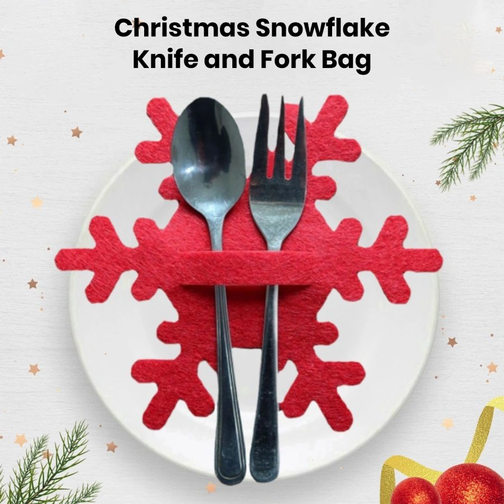 4Pcs Christmas Snowflake Cutlery Bag Foldable Fine Workmanship Create Atmosphere Long Lasting Festive Cutlery Holder