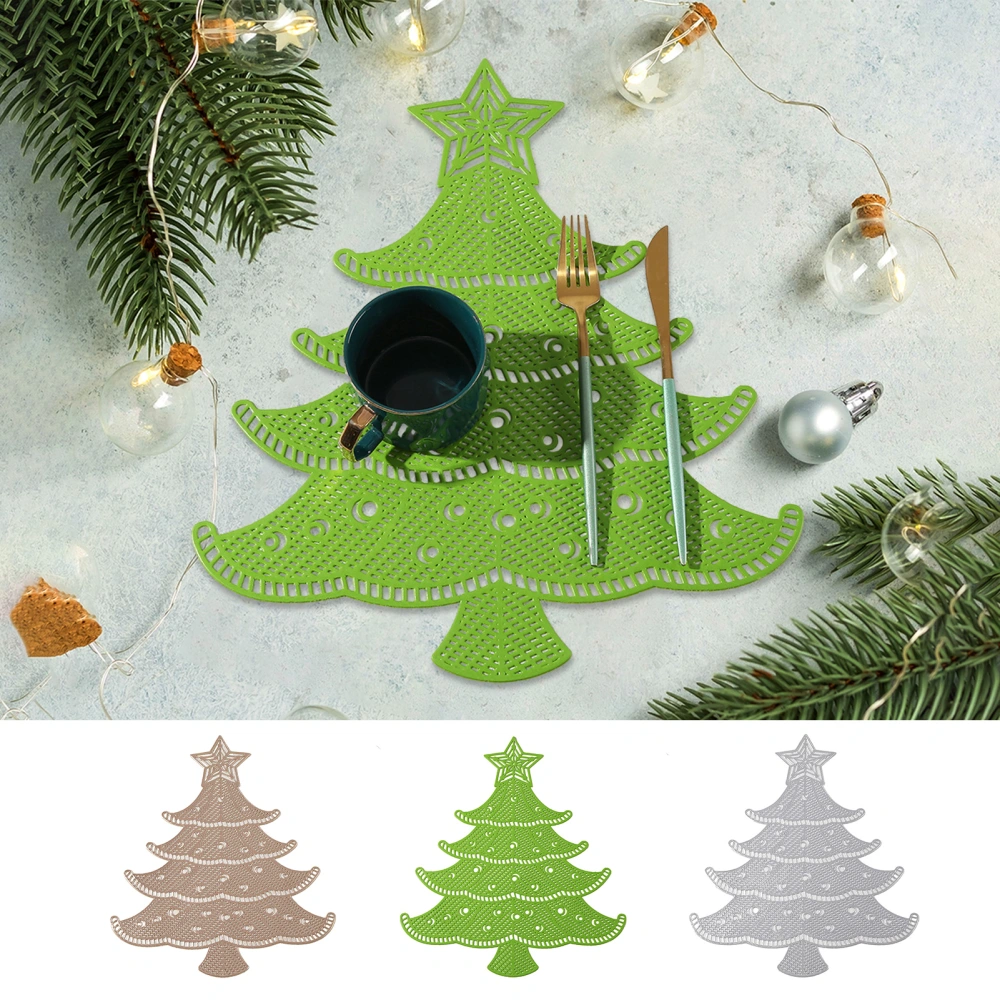 Placemat Exquisite Christmas Tree Shape Heat Resistant Hollow Table Mat for Home Festival Decoration