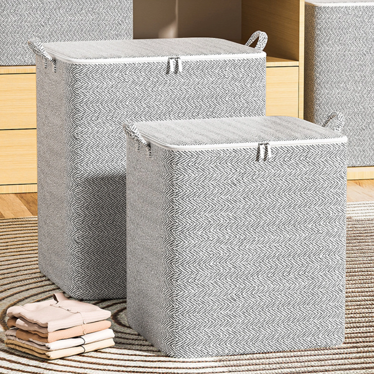  Quilt Storage Bag Durable Zipper Closure Closet Organizer Long-lasting Storage Pouch for Clothes Blanket Toy