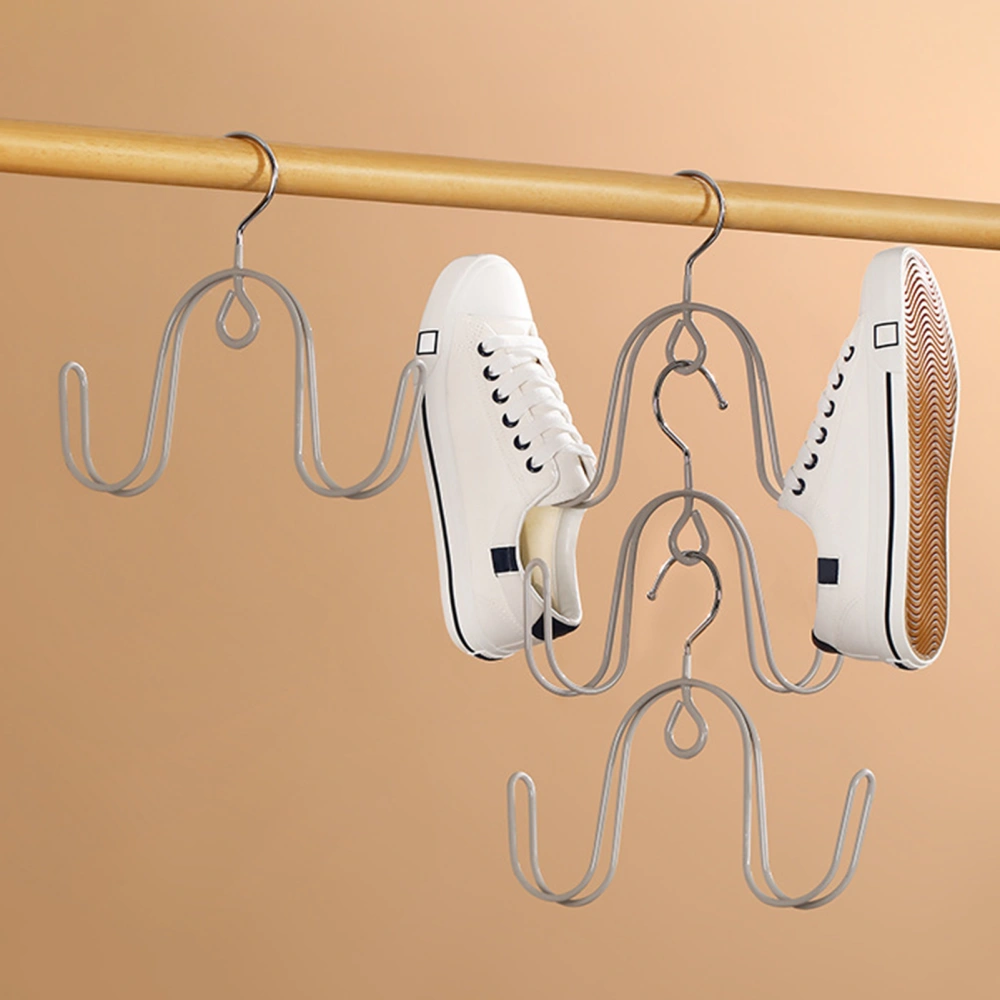 1 Set Space-saving Shoe Hanger Rack Double Hook Thickened Multifunctional Drying Shoe Rack Bedroom Storage