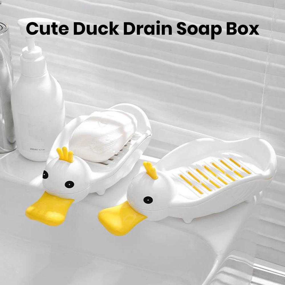 Portable Cute Duck Soap Dish with Draining Basket Separatable Sink Countertop Soap Box Bathroom Kitchen Accessories