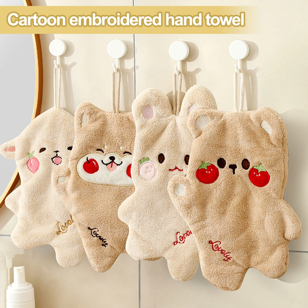 Cartoon Animal Hand Towel with Lanyard Super Absorbent Quick-drying Thickened Towels Kitchen Bathroom Rag