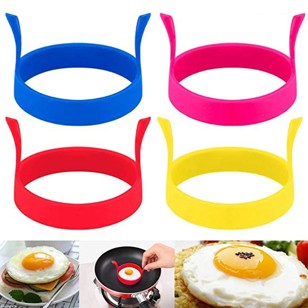 4Pcs Mould Non-stick Round Egg Rings Dual Handle Simple Operation Deformation Resistant Egg Ring Mould