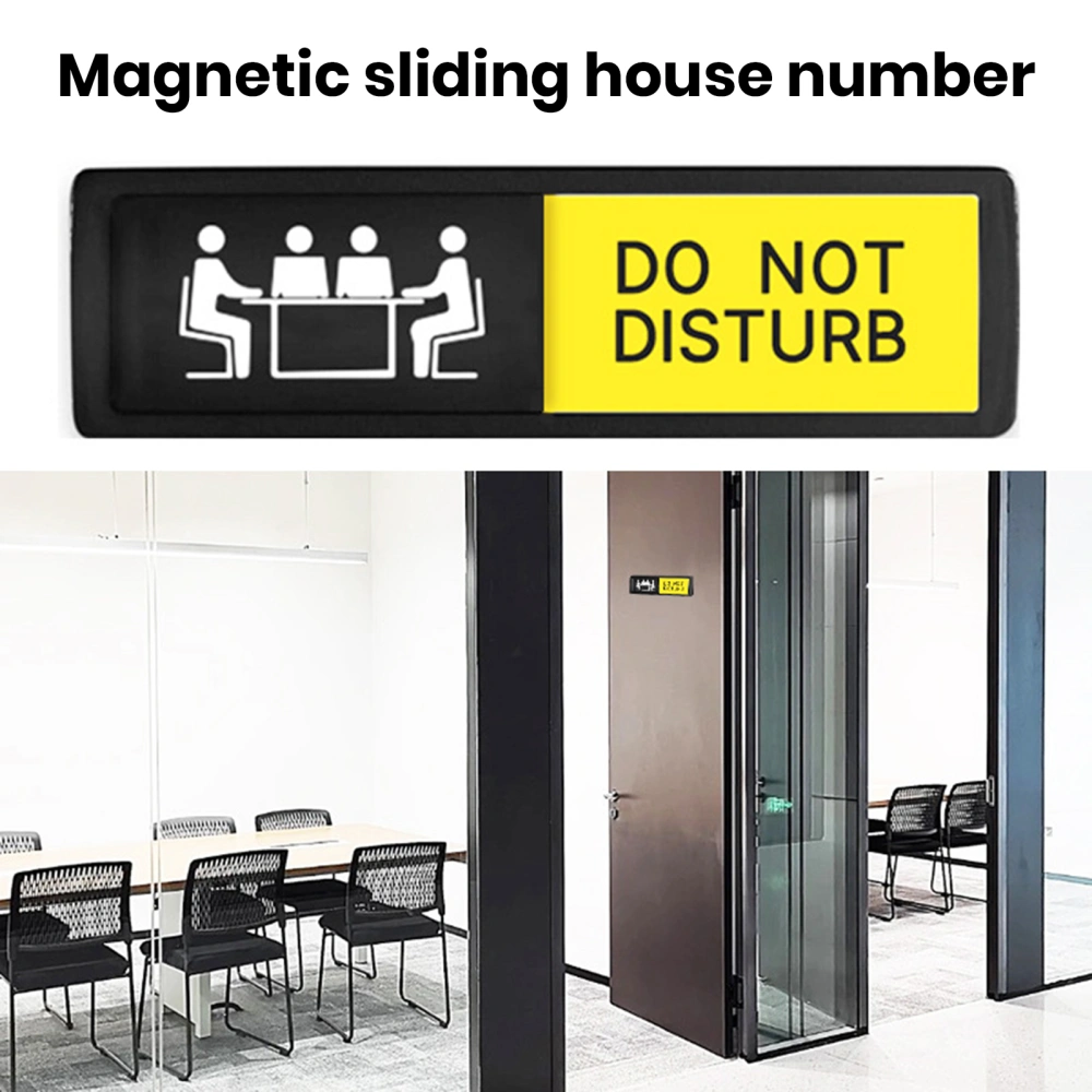 Door Plate Legible Text Scratch-Resistant English Letter Reminder Magnetic Sliding Door Signs in Meetings and Conferences