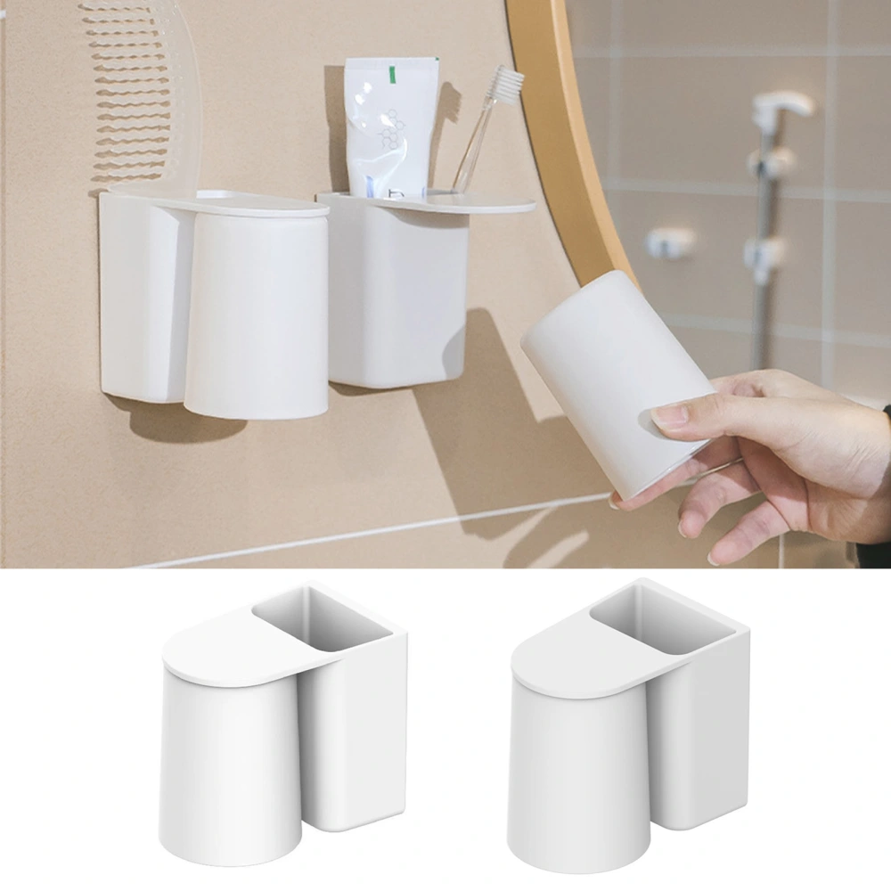 Toothbrush Cup Wall-mounted Toothbrush Holder Self-adhesive Waterproof Bathroom Storage Organizer for Home