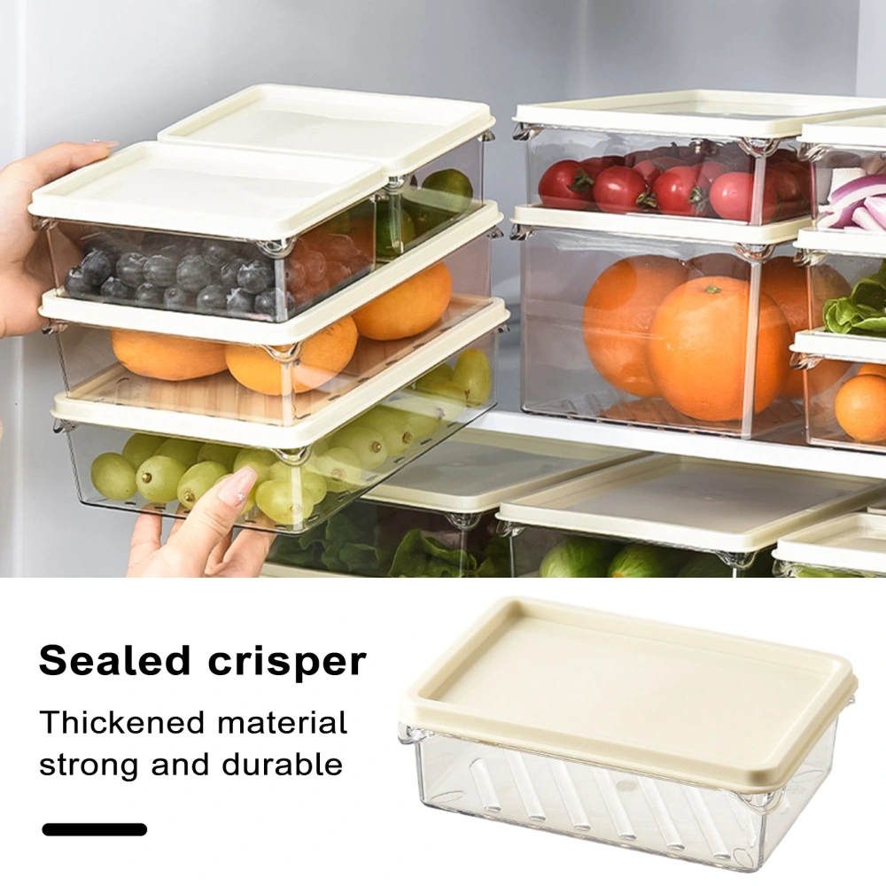 Transparent Fruit Storage Box with Lid Food Grade Stackable Vegetable Preservation Large Capacity Refrigerator Organizer Box