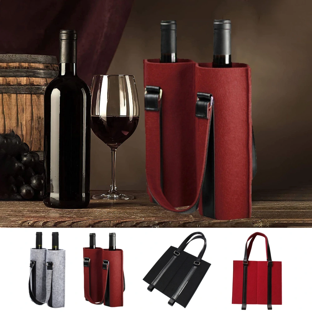 Wine Carrier Tote Bag with Handle Fall Prevention Champagne Beer Beverage Bottle Packaging Bag Felt Handbag