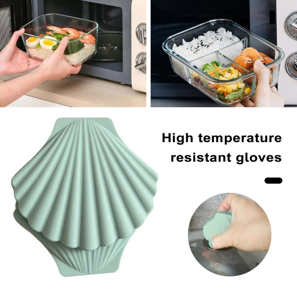 2Pcs Silicone Anti-scald Gloves Shell Shape Heat Resistant Non-Slip Grip Multi-functional Microwave Oven Pot Handle Mitt Lid Holder Kitchen Gadgets 