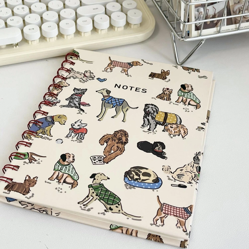 Planner Notebook Smooth Writing Premium Thickened Page Loose-leaf Cartoon Puppy Style A5 Coil Ring Notepad