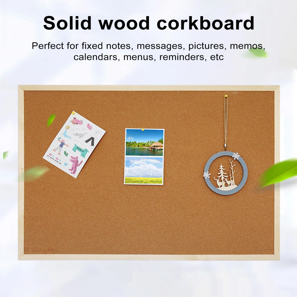 1 Set Cork Bulletin Board Durable Multipurpose Wood Frame Cork Board for Notes Messages Pictures Memos