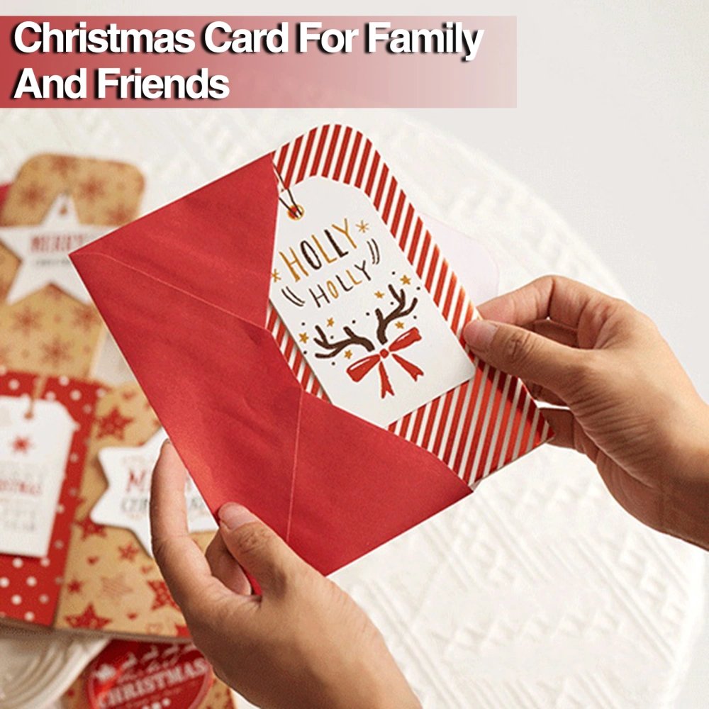 3/4Pcs Christmas Greeting Card Durable Unique Cardboard Smooth Writing Christmas Cards for Family Friends