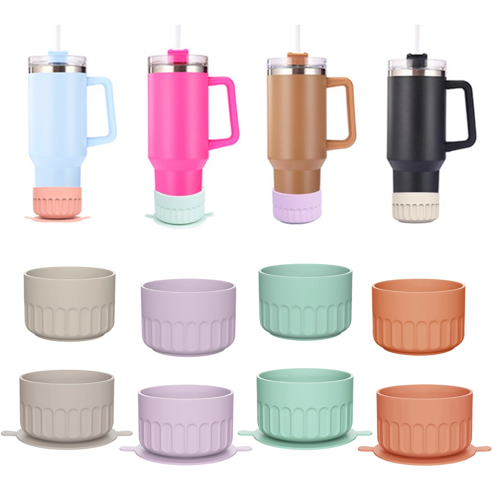 Plastic Water Cup Bottom Protector Water Bottle Protective Boot Sleeve with Non-slip Suction-Cup Bottom Anti-scalding Flask Cup Bottom Bumper Cup Accessories