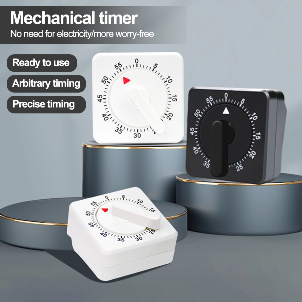 Mechanical Kitchen Timer Square 60 Minute Portable Battery-free Timer for Cooking Baking And Time Management