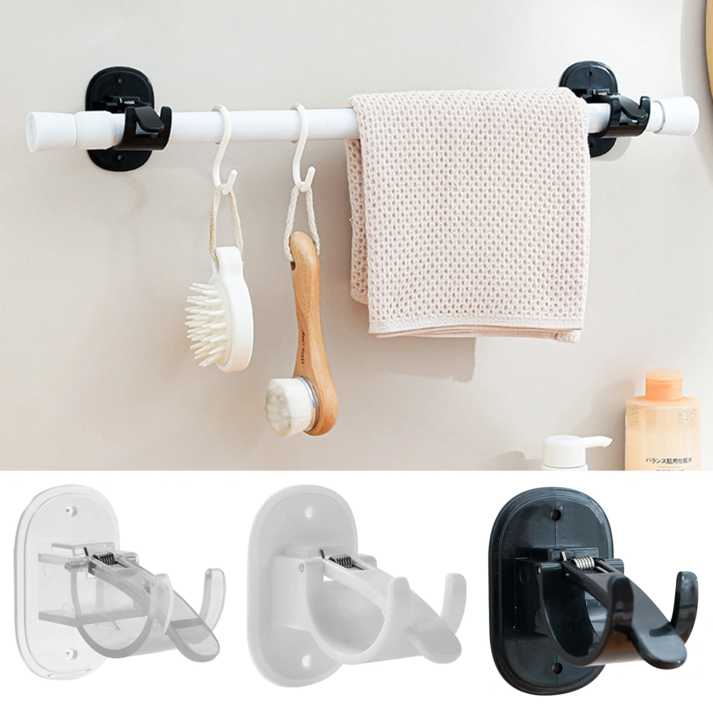 2Pcs Hook Easy Install Telescopic Rod Hanger No Drilling Strong Adhesive Sturdy Waterproof Shower Curtain Rod Brackets