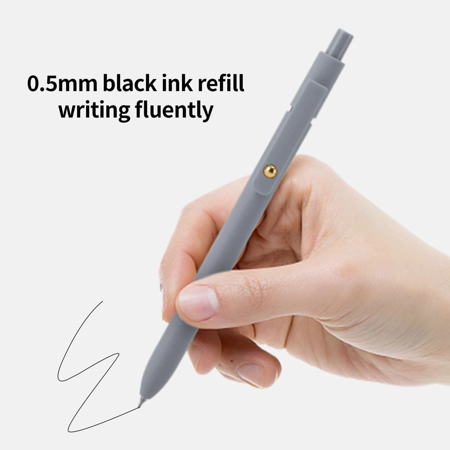 5Pcs 0.5MM Gel Ink Pen with Clip Press Type Fine Point Quick Drying Comfortable Grip Retractable Plastic Black Writing Pen School Stationery Student Gift