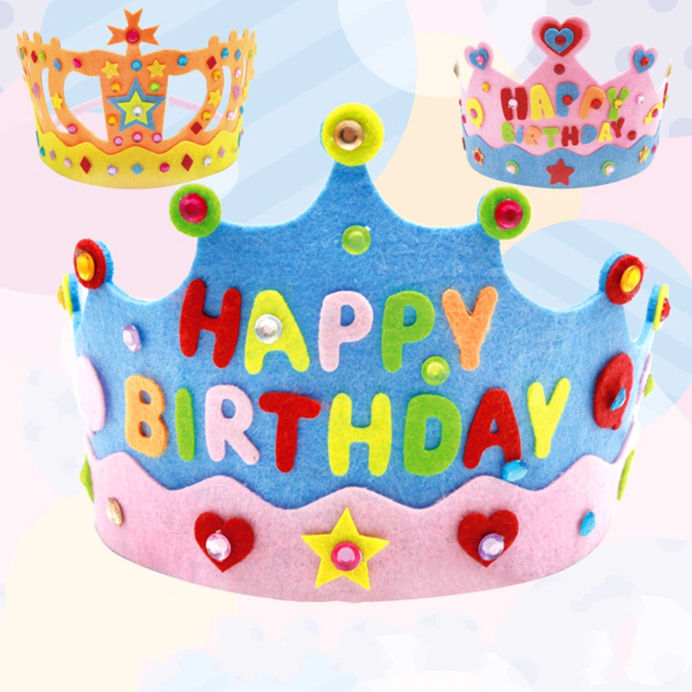 1 Set Princess Crown Material Bag Colored Rhinestone Luxury Kids Adults Beginner DIY Crafts Non-woven Fabric Handmade Children Birthday Party Litter Girls Boys King Crown 