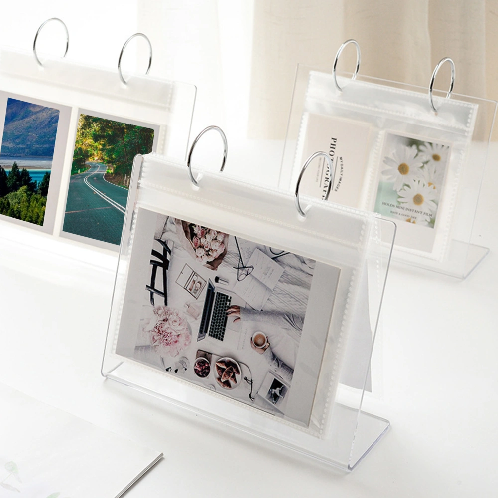 3-6 Inches Desktop Small Photo Album Acrylic Flip-up Mini Photo Book Photo Display Rack 34/68 Pockets Tabletop Picture Display Stand