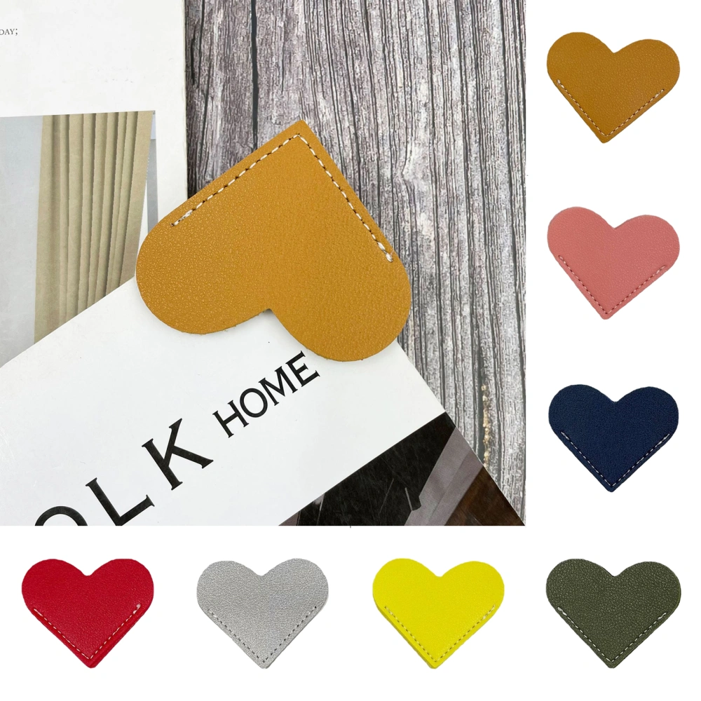 Heart Bookmark Creative Shape Fine Texture Wear Resistant Decorative Faux Leather Love Heart Corner Bookmark