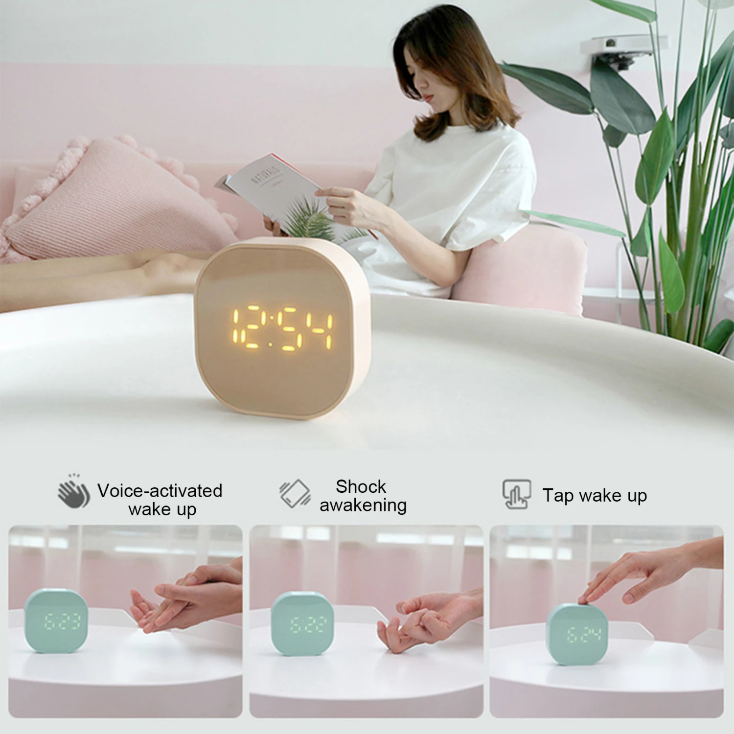1 Set Alarm Clock with Dual Alarms Timer Magnetic Attachment Digital Alarm Clock for Bedrooms Desks Travel 