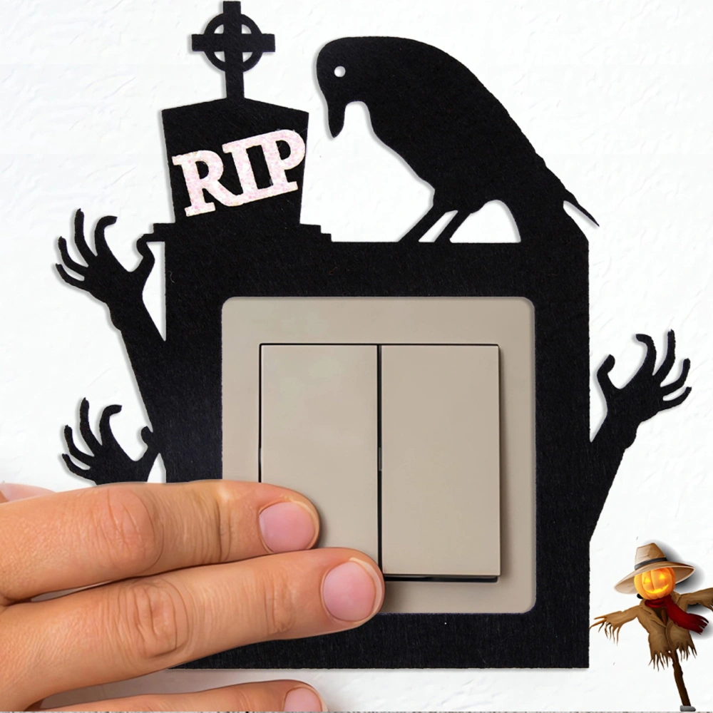 8Pcs Halloween Theme Switch Wall Stickers Unique Shape Strong Stickiness Outlet Cover Switch Wall Art Decals Party Accessories