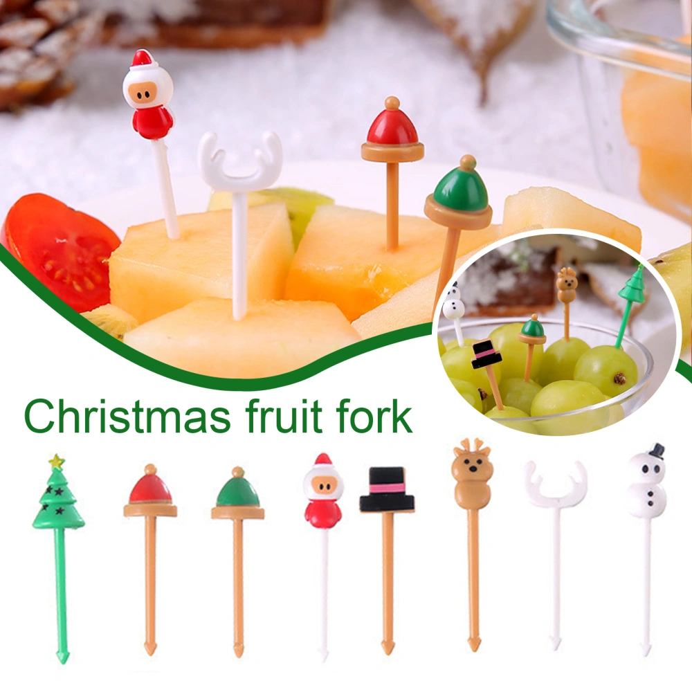 8Pcs Christmas Fruit Picks Cartoon Shape Design Adorable Fun Colorful Reusable Fruit Forks Home Supplies