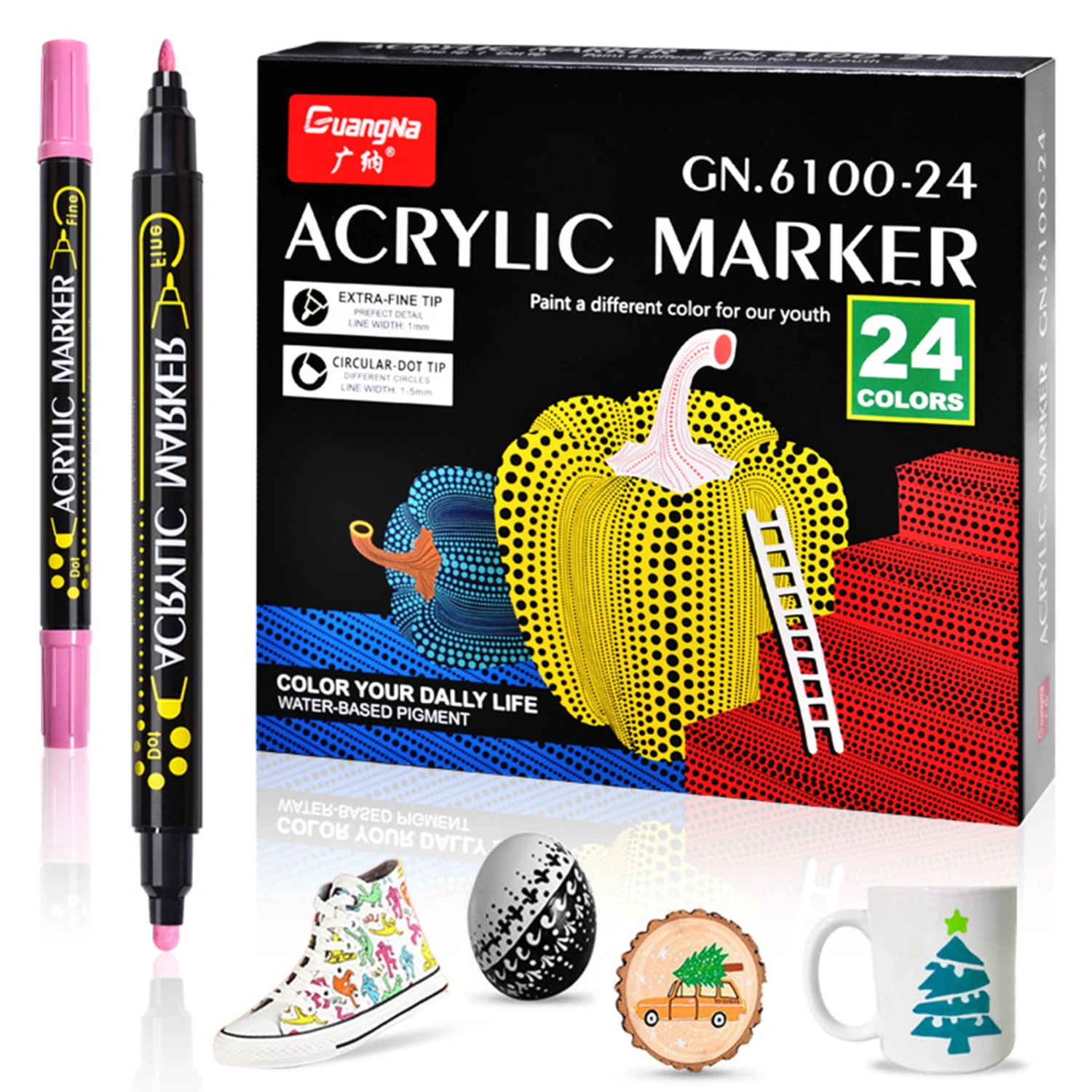 12/24/36/48 Pcs Dual Tip Marker Pen Double Ended Paint Pens Markers Wood Canvas Stone Rock Painting DIY Crafts Making Art Supplies 