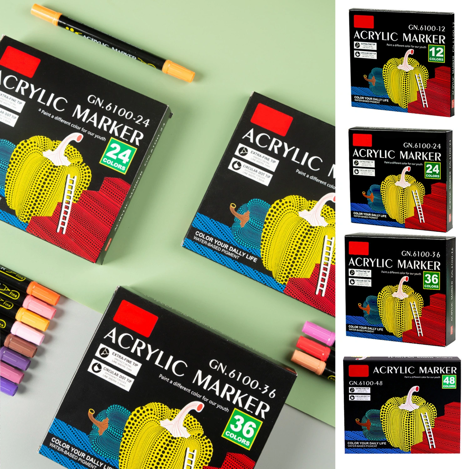 12/24/36/48 Pcs Dual Tip Marker Pen Double Ended Paint Pens Markers Wood Canvas Stone Rock Painting DIY Crafts Making Art Supplies 