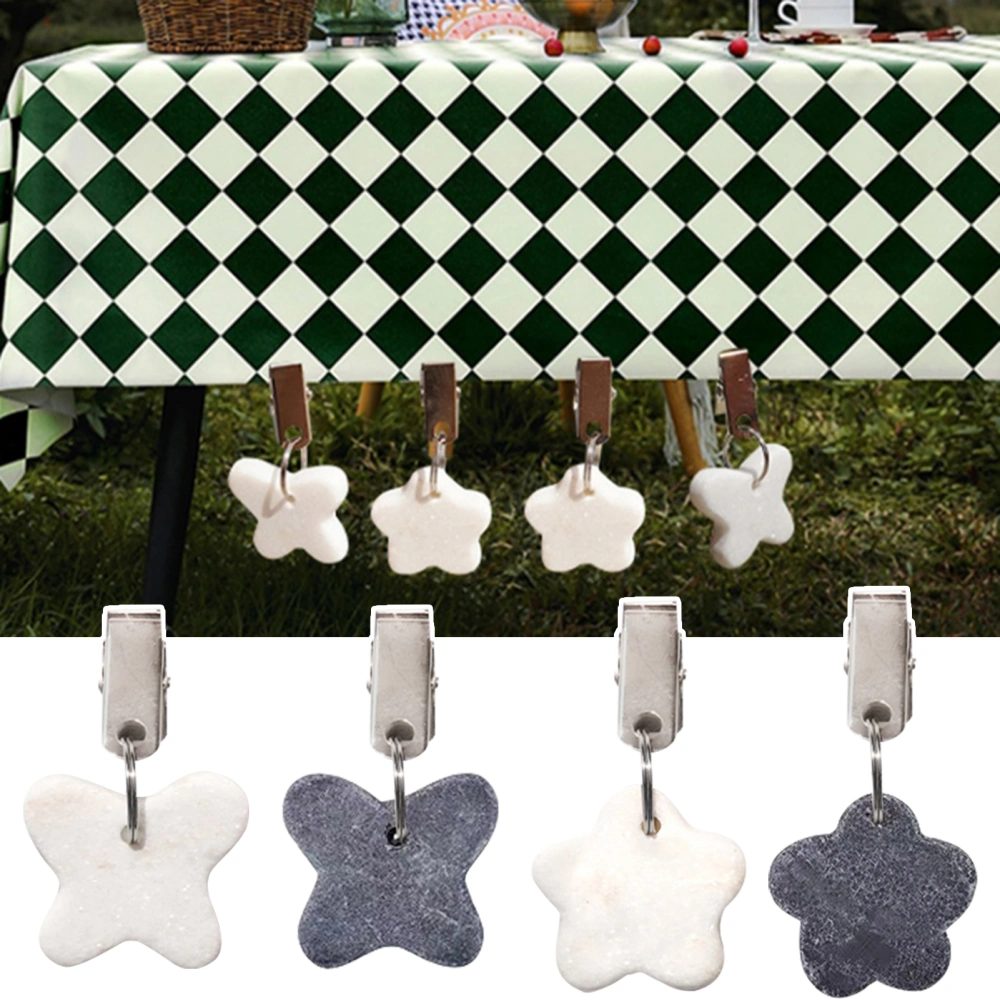 4Pcs Flower Butterflies Shape Natural Stone Tablecloth Clip Minimalist Style Windproof Tablecloth Pendant Home Decor