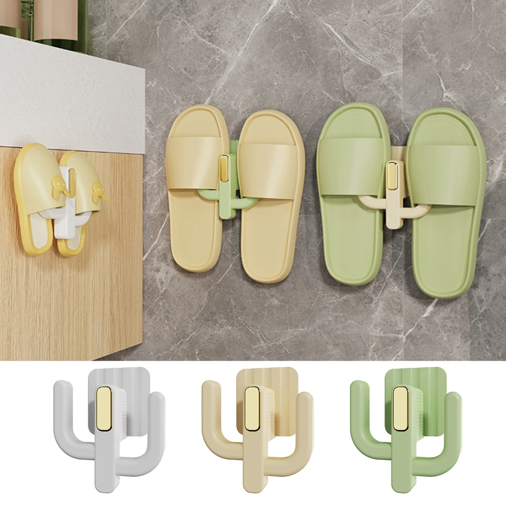 Punch-free Slipper Rack Cactus Shape Space Saving Wall Mounted Slipper Hook Strong Load-Bearing Bathroom Slipper Holder Organizer