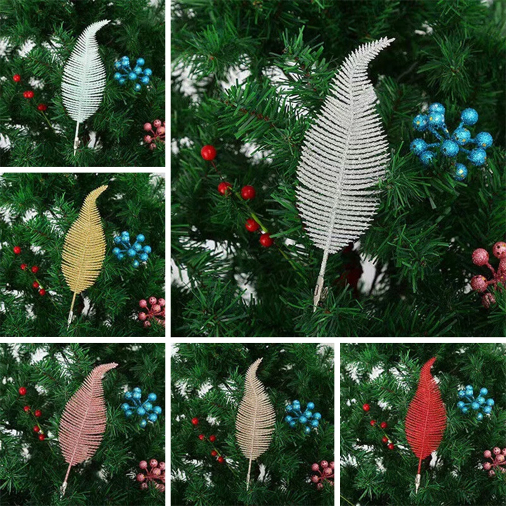 1/6Pcs Simulation Colorful Plastic Feather with Clip Christmas Tree Decorations Party Scene Layout Props Fake Feather Ornament for Christmas Tree Merry Christmas Party Home Decoration 